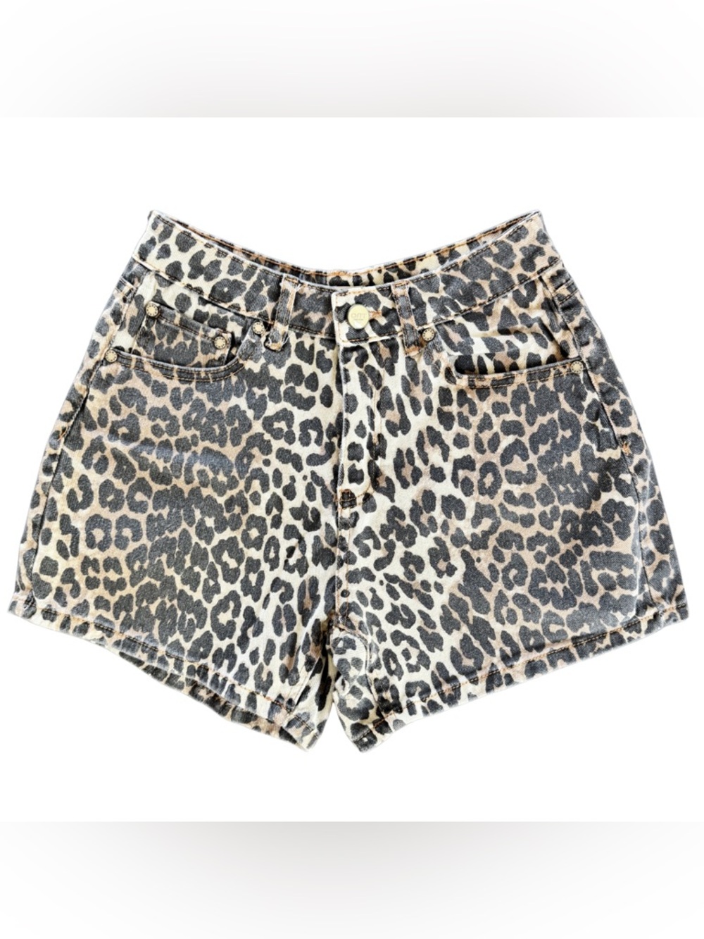 Oat New York Leopard Print Jean Shorts